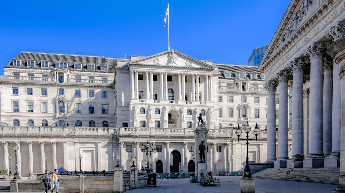 Classical facade of a central bank building